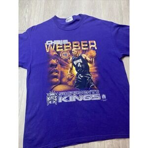 Vintage 90s Chris Webber Sacramento Kings Basketball Graphic Tee Shirt Sz XL VTG